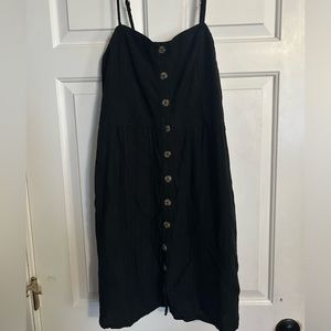 Black Universal Thread linen dress with buttons. Size large.